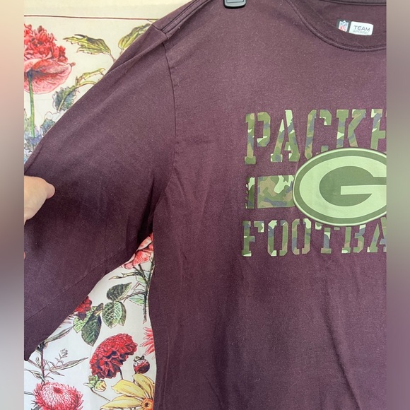 Green Bay Packers NFL team shirt with camouflage logo. Size large. 3/4 sleeves - Picture 2 of 6